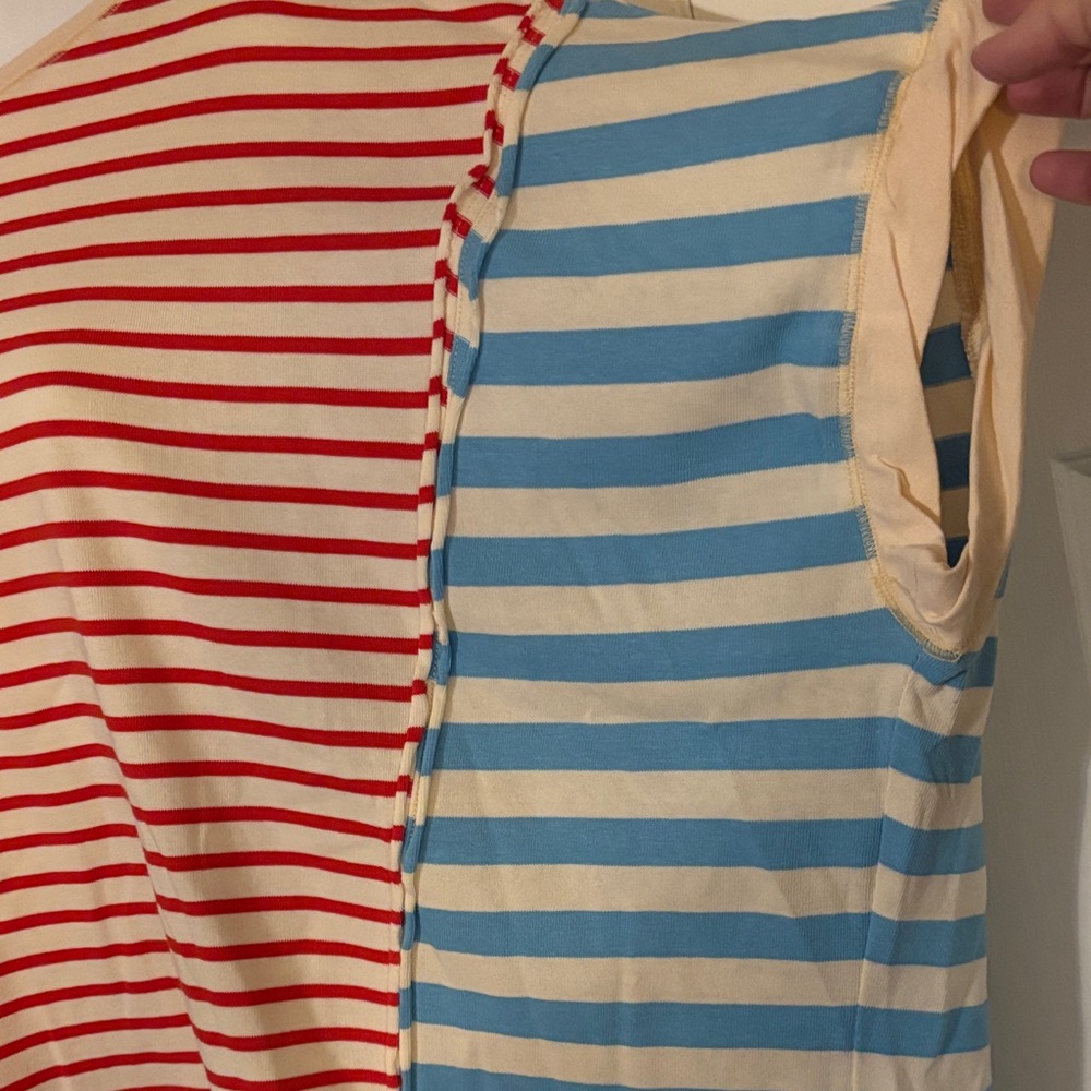 Peach Love California Red and Blue Striped Short Sleeve Tee-NWT - Picture 3 of 6
